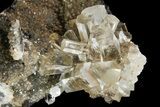 Transparent Columnar Calcite Crystals on Druzy Quartz #164000-2
